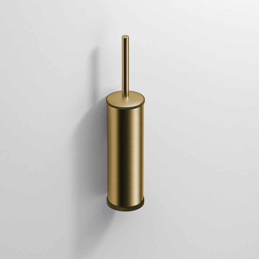 Close up product image of the Origins Living Tecno Project Brushed Brass Metal Toilet Brush